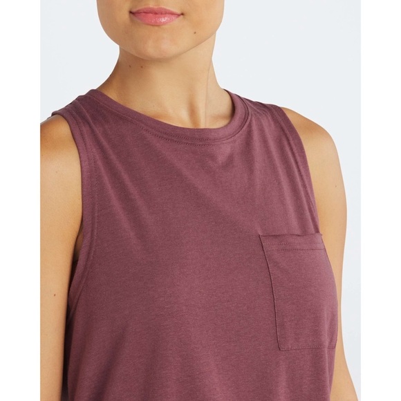 NWT THREADS 4 THOUGHT Burgundy Organic Cotton Sleeveless Crewneck Pocket Tank L - Picture 5 of 9